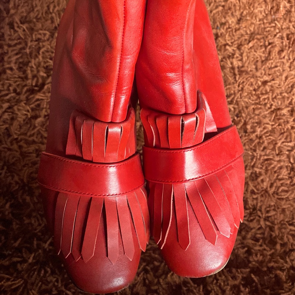 Red Leather Steve Madden Boots